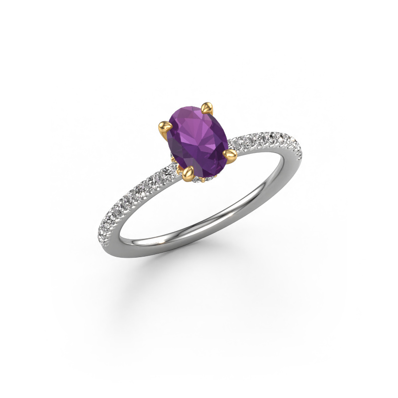 Bild von Verlobungsring Crystal OVL 4 585 Weißgold Amethyst 7x5 mm