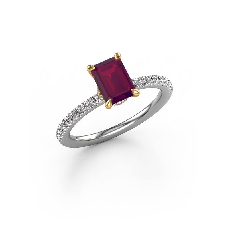 Image de Bague de fiançailles Crystal EME 4 585 or blanc Rhodolite 7x5 mm