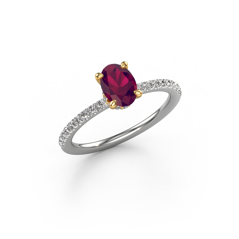Image de Bague de fiançailles Crystal OVL 4 585 or blanc Rhodolite 7x5 mm