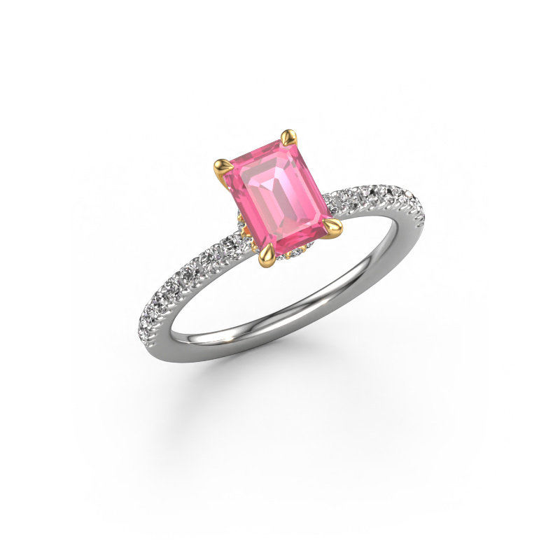 Image of Engagement ring Crystal EME 4 585 white gold Pink sapphire 7x5 mm