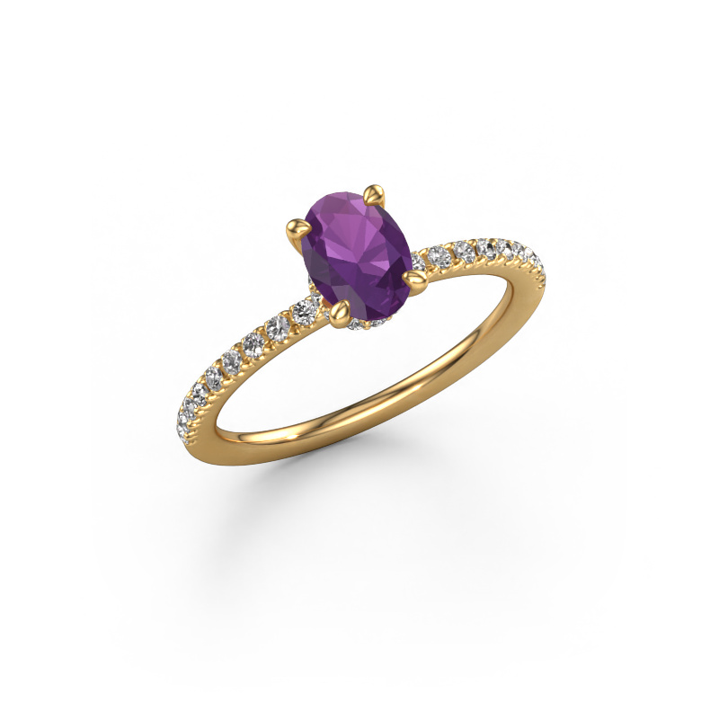 Image of Engagement ring Crystal OVL 4 585 gold Amethyst 7x5 mm