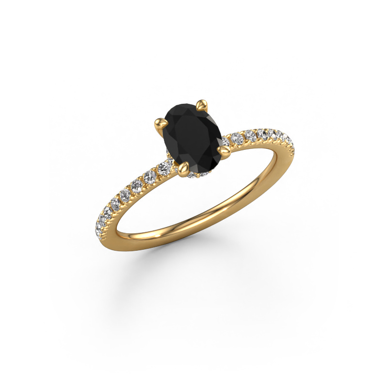 Image de Bague de fiançailles Crystal OVL 4 585 or jaune Diamant noir 1.29 crt