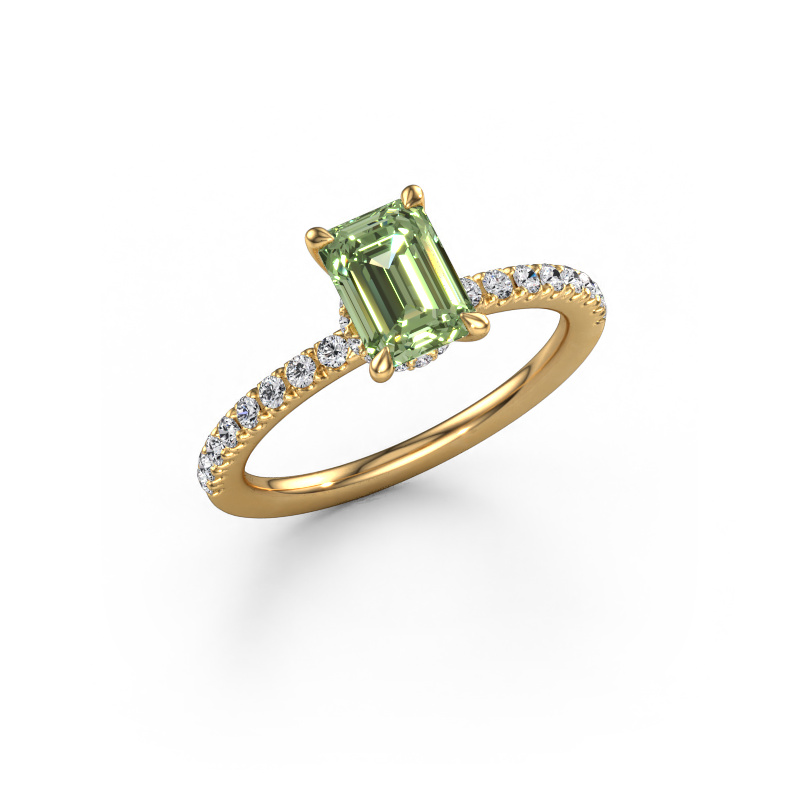 Image of Engagement ring Crystal EME 4 585 gold Green lab grown diamond 7x5 mm