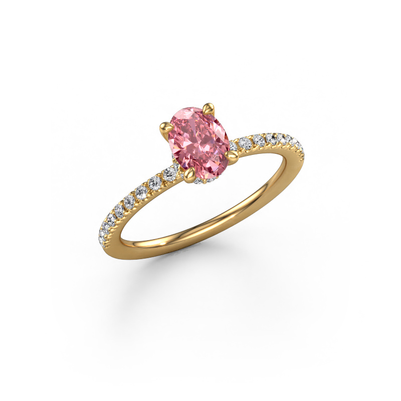 Image of Engagement ring Crystal OVL 4 585 gold Pink lab grown diamond 7x5 mm