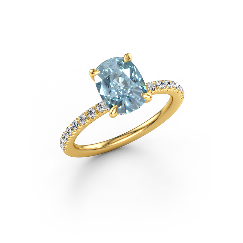 Image of Engagement ring Crystal CSH 4 585 gold Blue lab grown diamond 8x6 mm