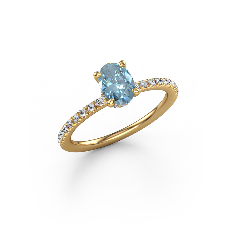 Image of Engagement ring Crystal OVL 4 585 gold Blue lab grown diamond 7x5 mm