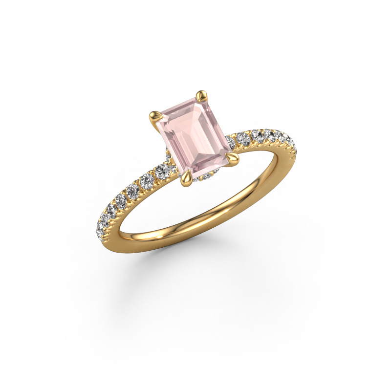 Image of Engagement ring Crystal EME 4 585 gold Morganite champagne 7x5 mm