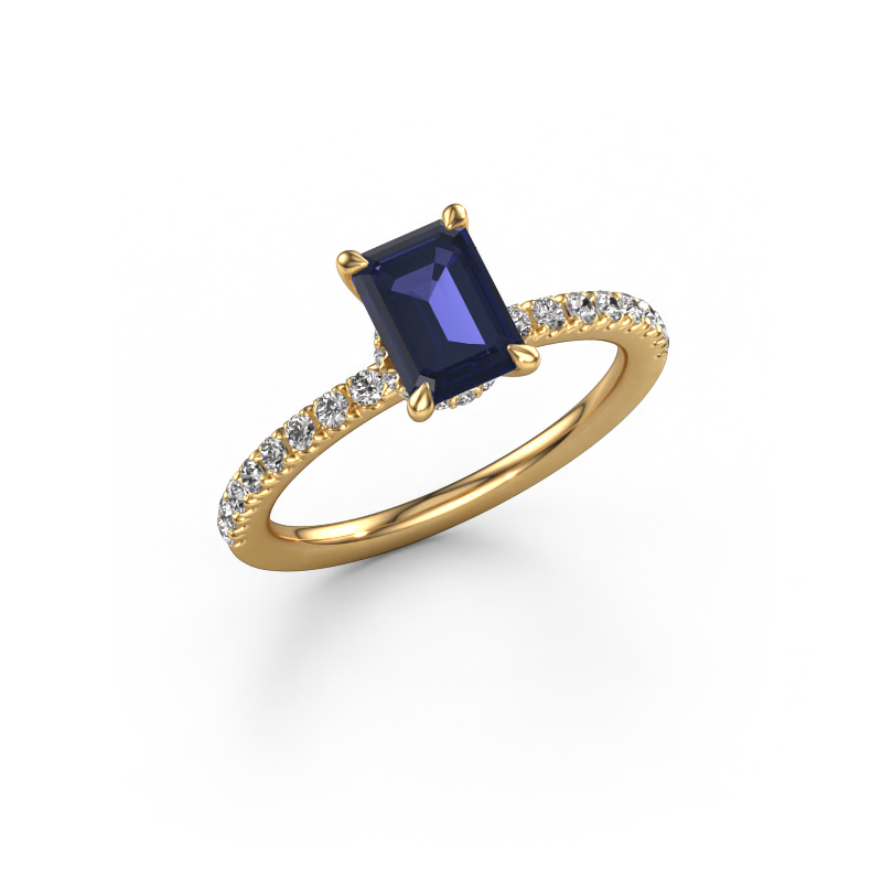 Image of Engagement ring Crystal EME 4 585 gold Sapphire 7x5 mm