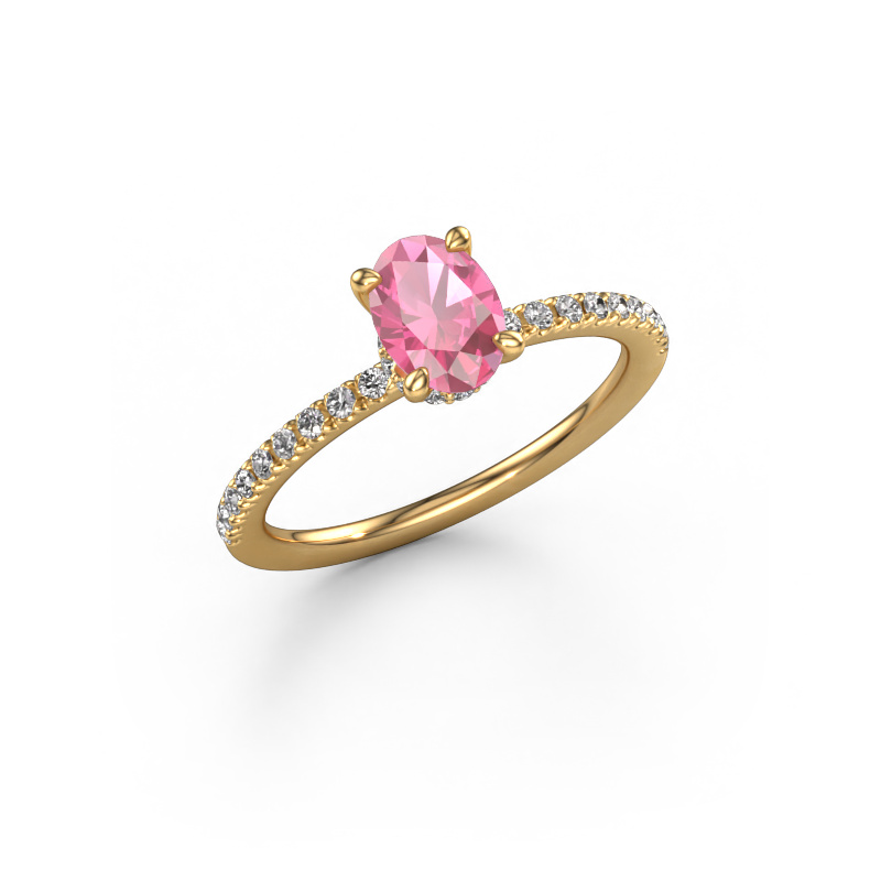 Image of Engagement ring Crystal OVL 4 585 gold Pink sapphire 7x5 mm