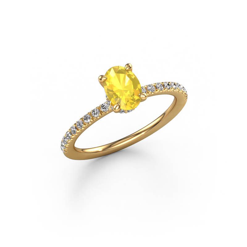 Image of Engagement ring Crystal OVL 4 585 gold Yellow sapphire 7x5 mm