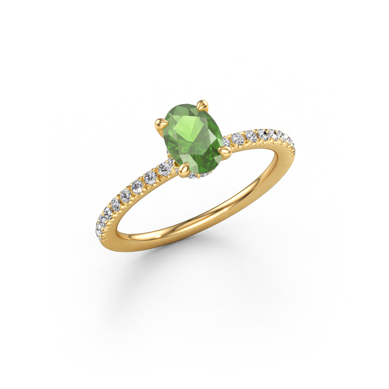 Bild von Verlobungsring Crystal OVL 4 585 Gold Turmalin grün 7x5 mm