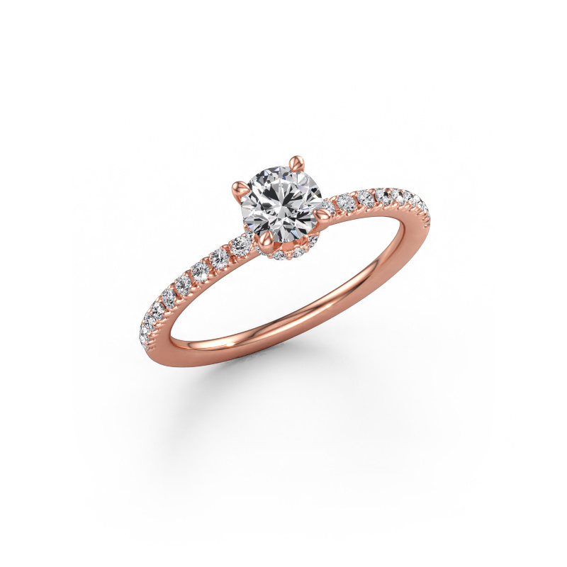 Immagine di Anello di fidanzamento Crystal rnd 4 585 oro rosa Diamante 0.74 crt
