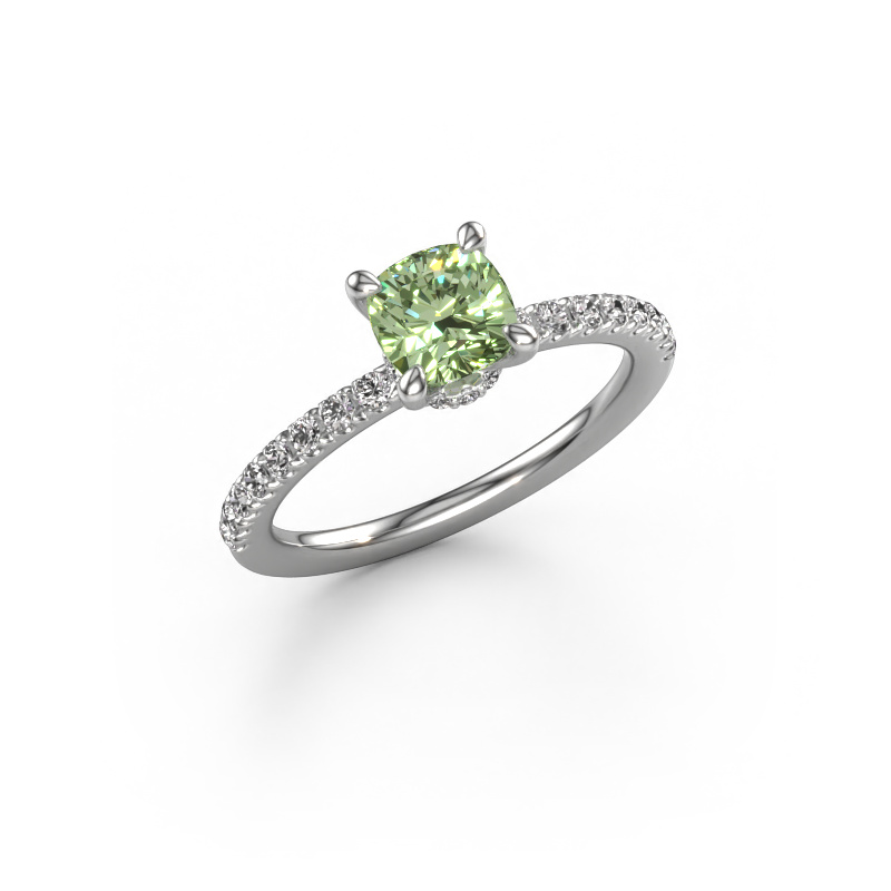 Image of Engagement ring Crystal CUS 4 950 platinum Green lab grown diamond 5.5 mm