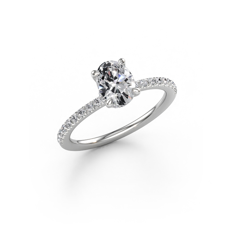 Immagine di Anello di fidanzamento Crystal OVL 4 585 oro bianco Diamante lab grown 1.05 crt