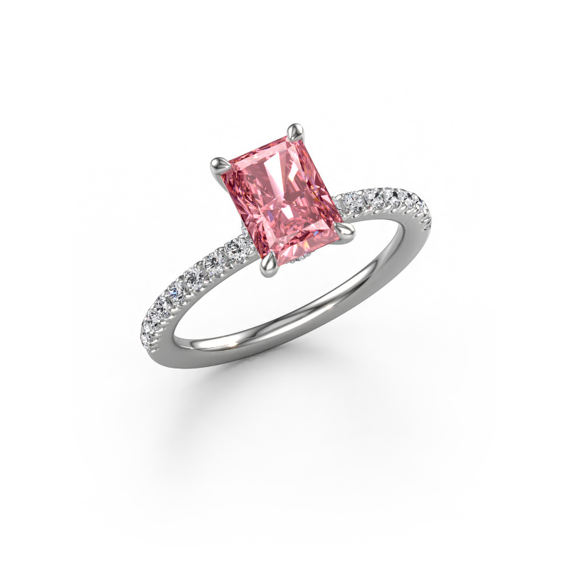 Image of Engagement ring Crystal RAD 4 950 platinum Pink lab grown diamond 7.5x5.5 mm