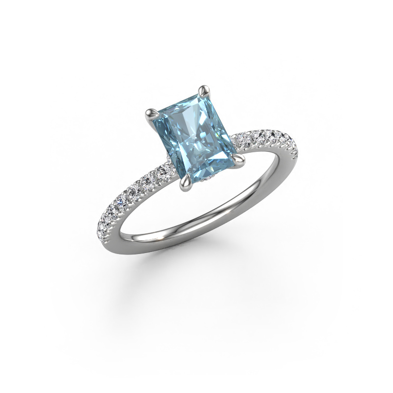 Bild von Verlobungsring Crystal RAD 4 950 Platin Blauer Labordiamant 7.5x5.5 mm