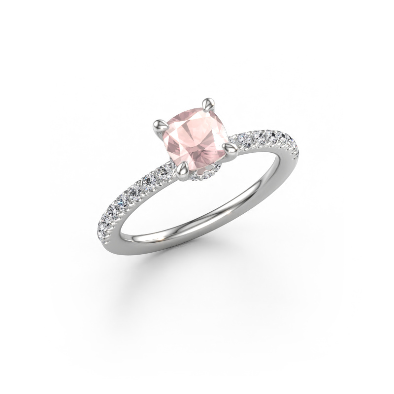 Immagine di Anello di fidanzamento Crystal CUS 4 585 oro bianco Morganite champagne 5.5 mm
