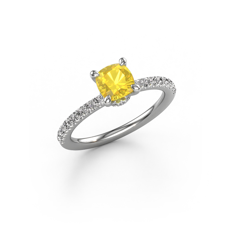 Image of Engagement ring Crystal CUS 4 950 platinum Yellow sapphire 5.5 mm