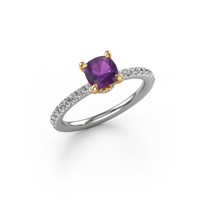 Image of Engagement ring Crystal CUS 4 585 white gold Amethyst 5.5 mm