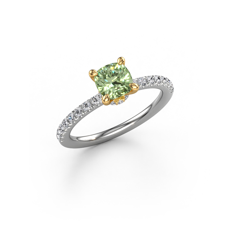 Image of Engagement ring Crystal CUS 4 585 white gold Green lab grown diamond 5.5 mm