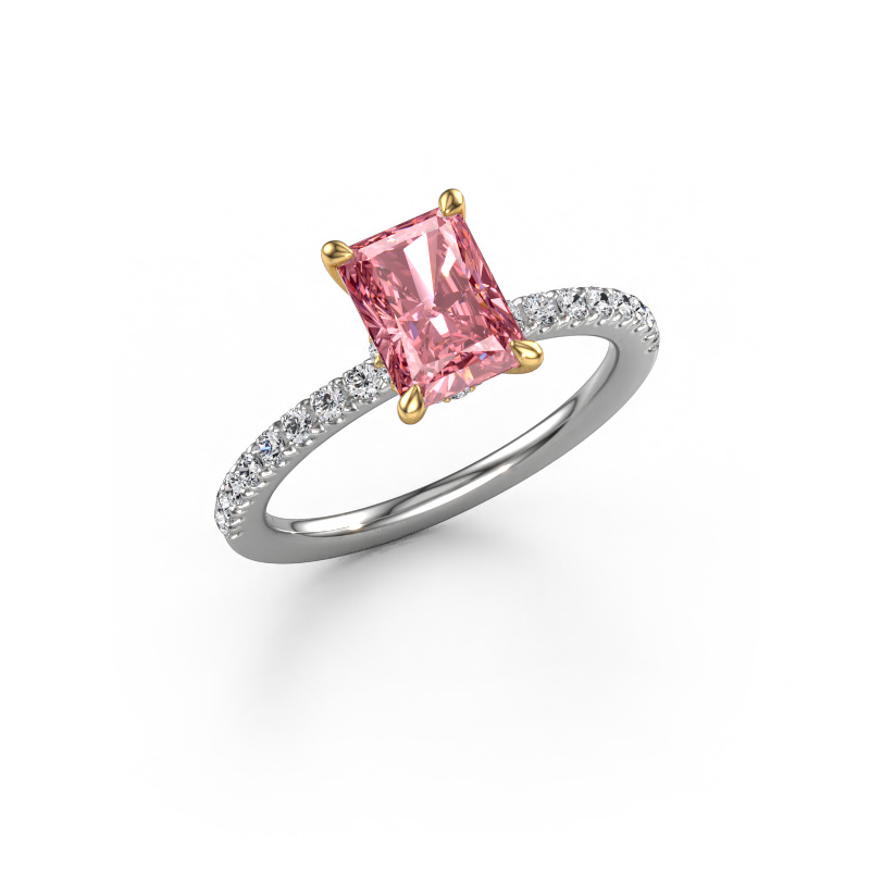 Image of Engagement ring Crystal RAD 4 585 white gold Pink lab grown diamond 7.5x5.5 mm
