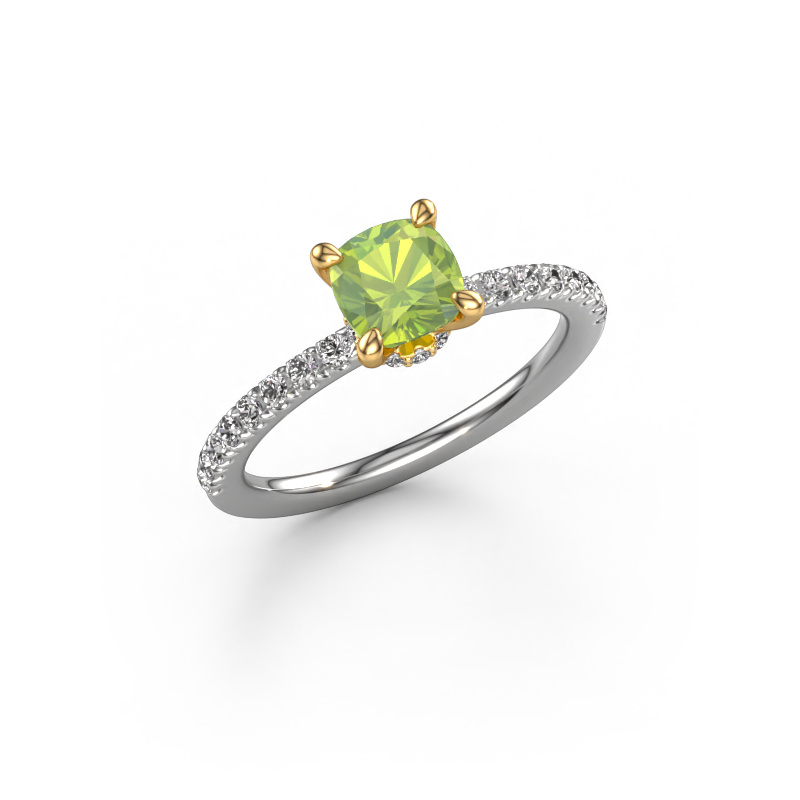 Image of Engagement ring Crystal CUS 4 585 white gold Peridot 5.5 mm