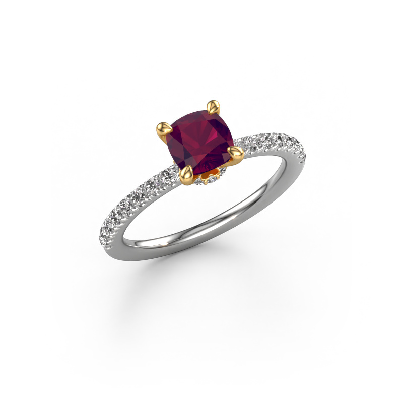 Image of Engagement ring Crystal CUS 4 585 white gold Rhodolite 5.5 mm