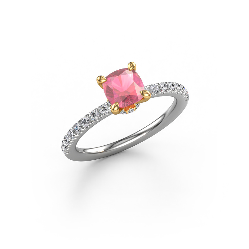 Image of Engagement ring Crystal CUS 4 585 white gold Tourmaline pink 5.5 mm