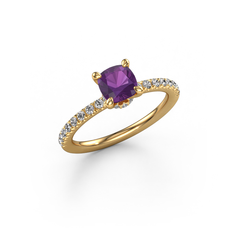 Image of Engagement ring Crystal CUS 4 585 gold Amethyst 5.5 mm