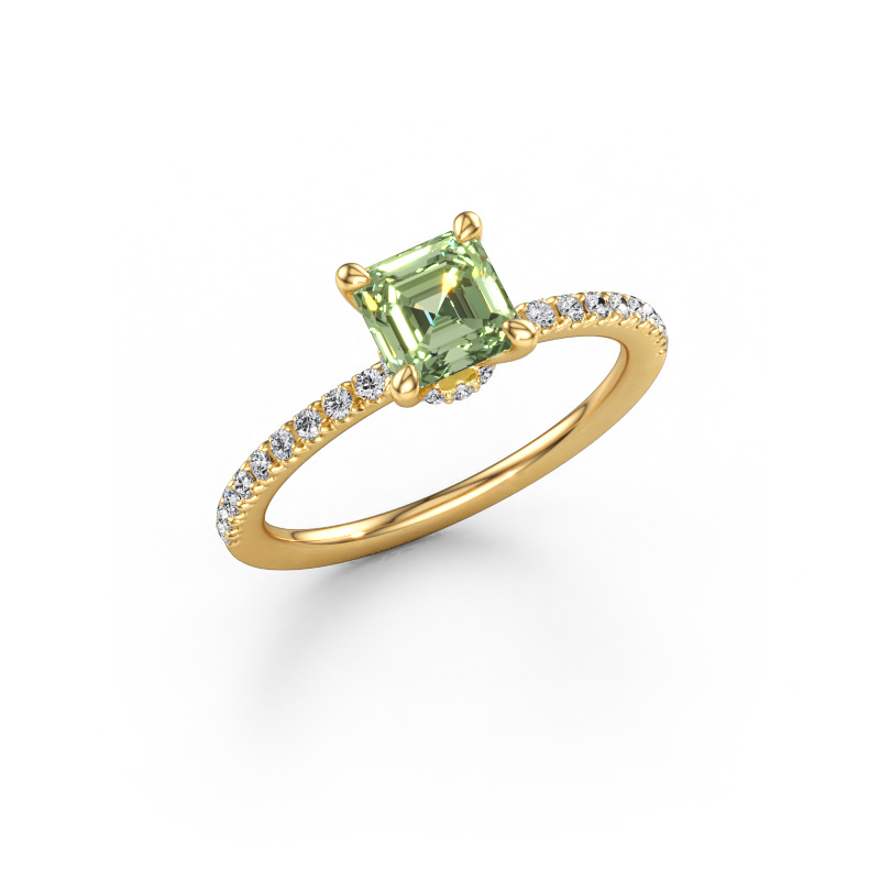 Image of Engagement ring Crystal ASSC 4 585 gold Green lab grown diamond 5.5 mm