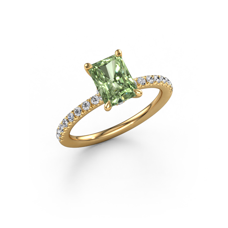 Image of Engagement ring Crystal RAD 4 585 gold Green lab grown diamond 7.5x5.5 mm