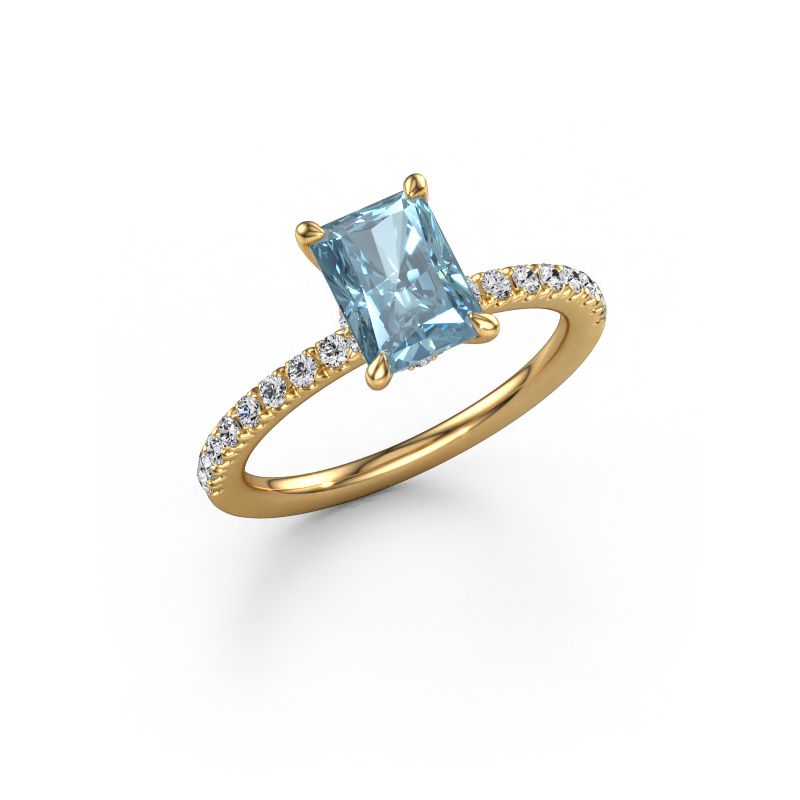 Image of Engagement ring Crystal RAD 4 585 gold Blue lab grown diamond 7.5x5.5 mm