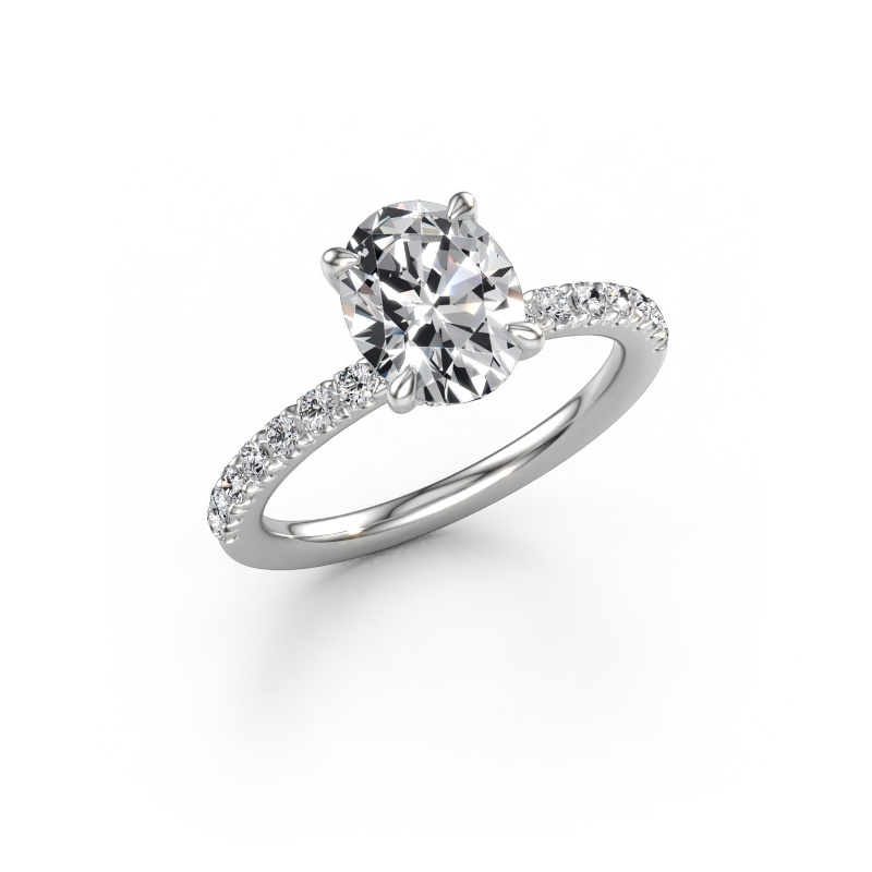 Immagine di Anello di fidanzamento Crystal OVL 4 950 platino Diamante lab grown 2.16 crt