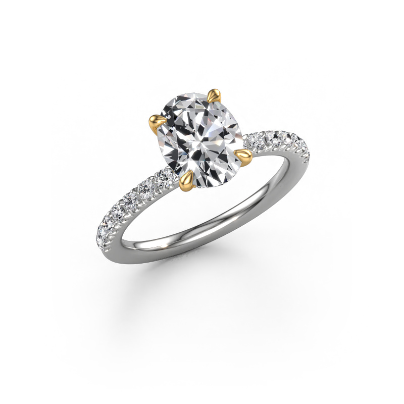Image de Bague de fiançailles Crystal OVL 4 585 or blanc Diamant synthétique 2.16 crt
