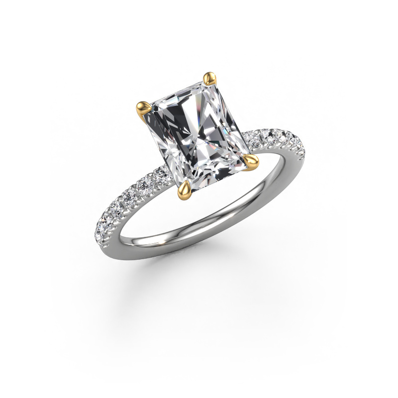 Image de Bague de fiançailles Crystal RAD 4 585 or blanc Diamant synthétique 2.87 crt
