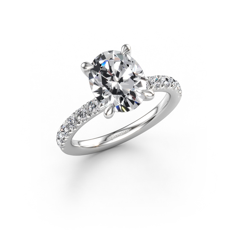 Immagine di Anello di fidanzamento Crystal OVL 4 950 platino Diamante lab grown 3.14 crt