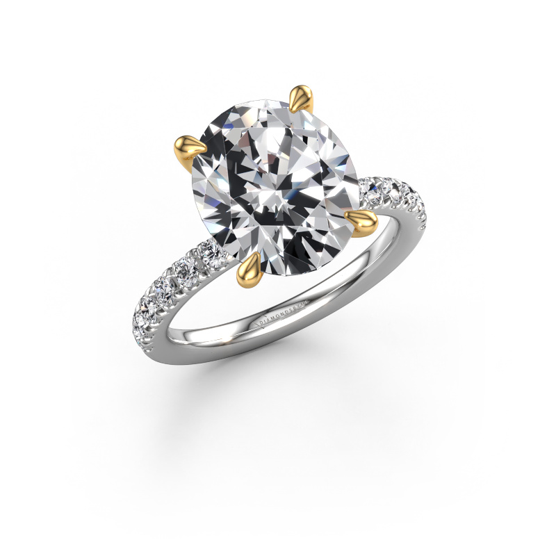Image de Bague de fiançailles Crystal OVL 4 585 or blanc Diamant synthétique 5.50 crt
