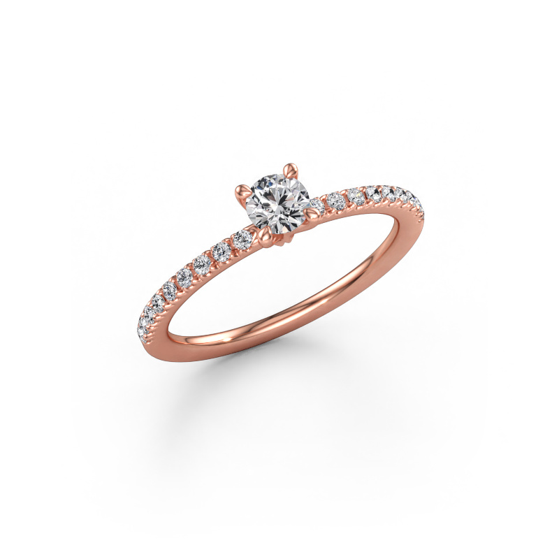 Immagine di Anello di fidanzamento Crystal RND 2 585 oro rosa Diamante lab grown 0.43 crt