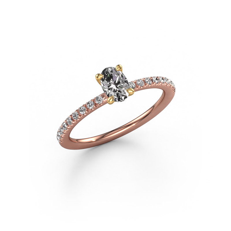 Image of Engagement ring Crystal OVL 2 585 rose gold Diamond 0.58 crt