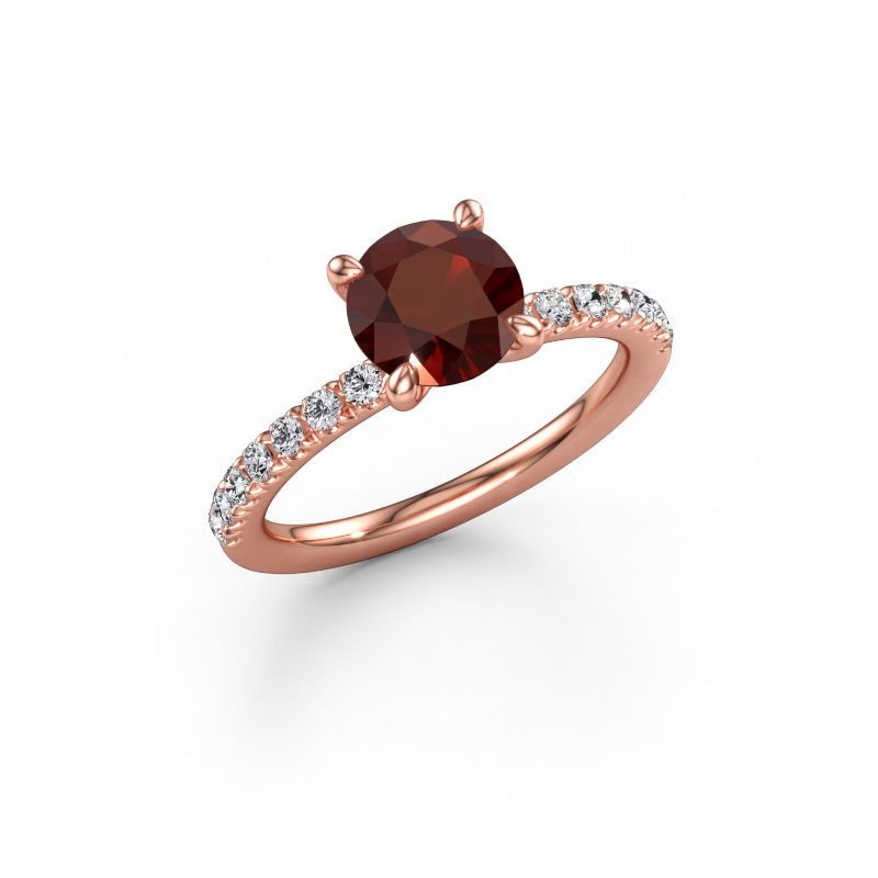 Bild av Förlovningsring Crystal RND 2 585 roséguld Granat 7 mm