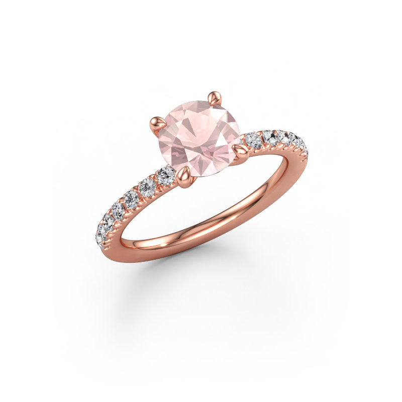 Immagine di Anello di fidanzamento Crystal RND 2 585 oro rosa Morganite champagne 7 mm