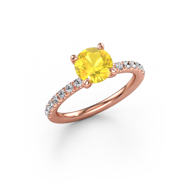 Immagine di Anello di fidanzamento Crystal RND 2 585 oro rosa Zaffiro giallo 7 mm