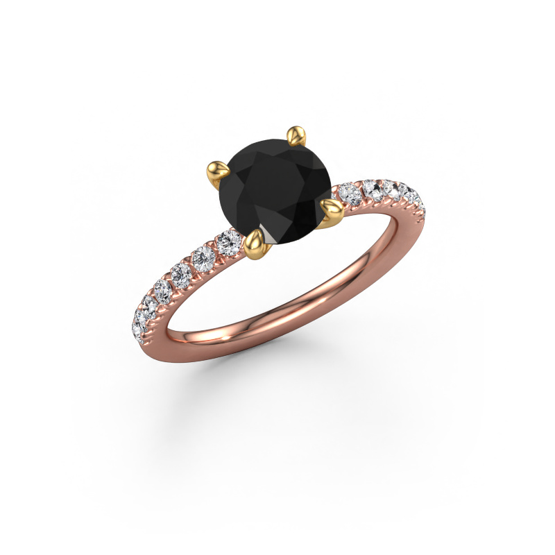 Bild von Verlobungsring Crystal RND 2 585 Roségold Schwarz Diamant 2.08 crt