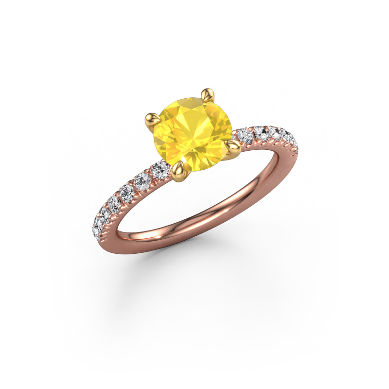 Bild von Verlobungsring Crystal RND 2 585 Roségold Gelb Saphir 7 mm