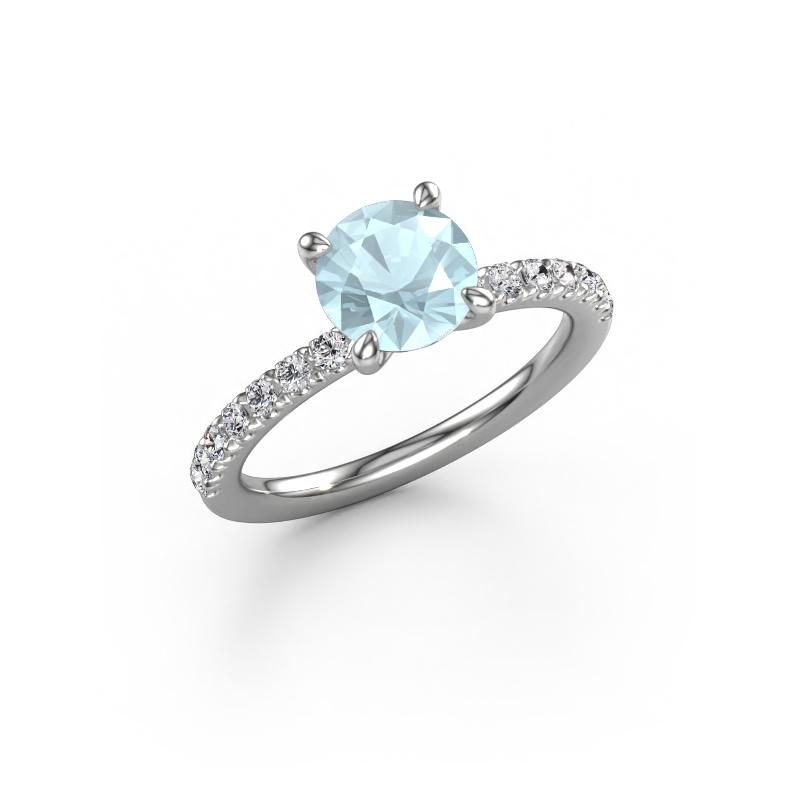 Image of Engagement ring Crystal RND 2 950 platinum Aquamarine 7 mm