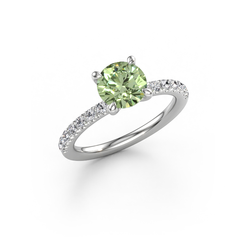 Afbeelding van Verlovingsring Crystal RND 2 950 platina Groene lab grown diamant 7 mm