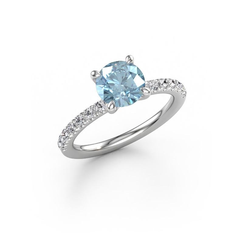 Afbeelding van Verlovingsring Crystal RND 2 950 platina Blauwe lab grown diamant 7 mm