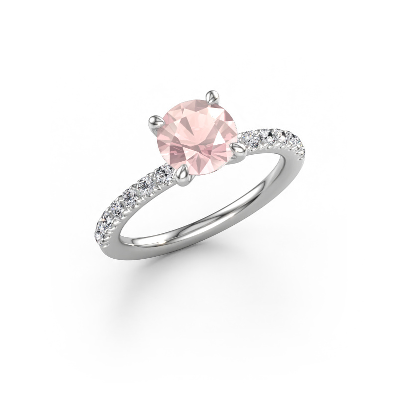 Immagine di Anello di fidanzamento Crystal RND 2 950 platino Morganite champagne 7 mm