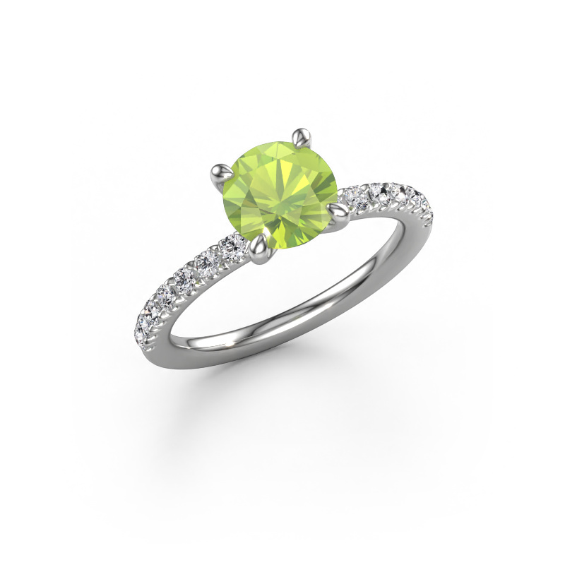 Image of Engagement ring Crystal RND 2 950 platinum Peridot 7 mm