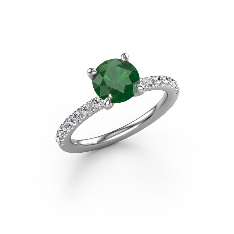 Image of Engagement ring Crystal RND 2 950 platinum Emerald 7 mm